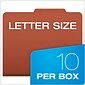 Pendaflex Moisture Resistant Heavy Duty Classification Folder, 2-Dividers, 2" Expansion, Letter Size, Brick Red, 10/Box (1257R)