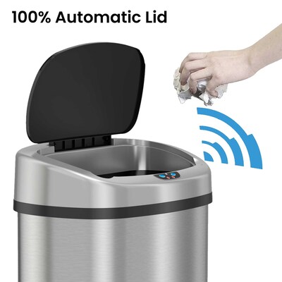 iTouchless SensorCan Stainless Steel Sensor Trash Can with AbsorbX Odor Control System, Silver, 13 g