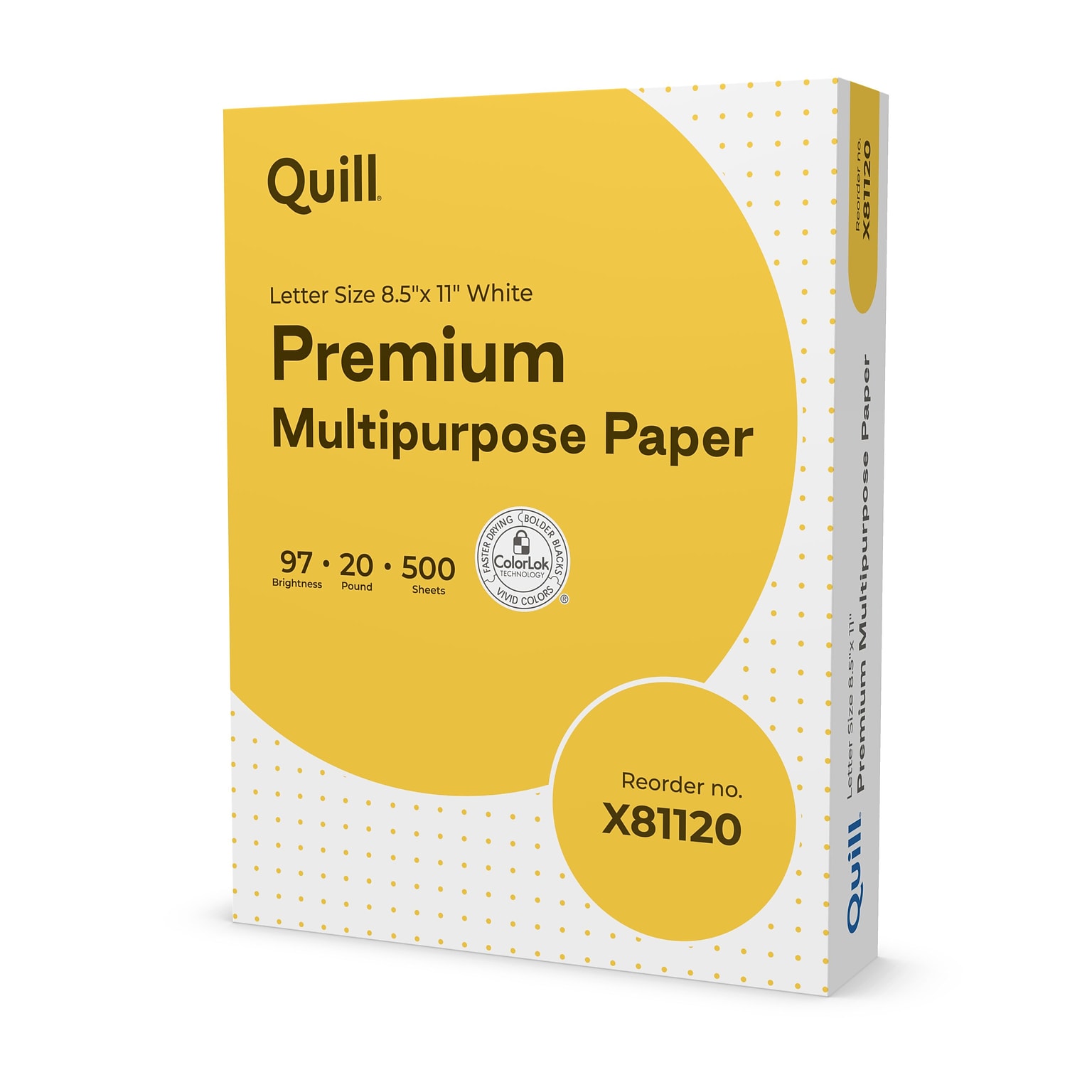 Quill Brand® 8.5 x 11 Premium Multi-Purpose Paper, 20 lbs., 97 Brightness, 500 Sheets/Ream (X81120)