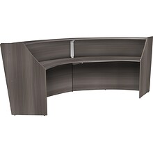 Regency Marque 124.5W Curved Reception Desk Workstation, Driftwood Gray (77292GY)
