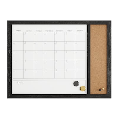 Martha Stewart Everette Magnetic Cork-Dry Erase Monthly Calendar Combo Set, Engineered Wood Frame, 24"x18" (BRPMCO4C14561BK)