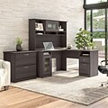 Bush Furniture Cabot 60W L Shaped Computer Desk with Hutch and Lateral File Cabinet, Heather Gray (