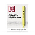 TRU RED™ Tank Highlighter with Grip, Chisel Tip, Yellow, Dozen (TR54579)