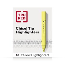 TRU RED™ Tank Highlighter with Grip, Chisel Tip, Yellow, Dozen (TR54579)