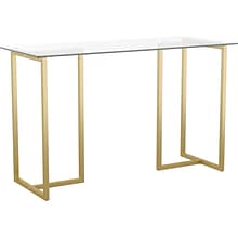 Martha Stewart Eli 47W Glass/Steel Home Office Desk, Clear/Polished Brass (XUDK1GLD)