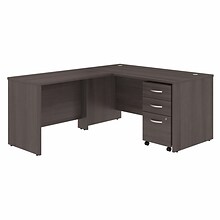 Bush Business Furniture Studio C 60W L Shaped Desk with Mobile File Cabinet and Return, Storm Gray