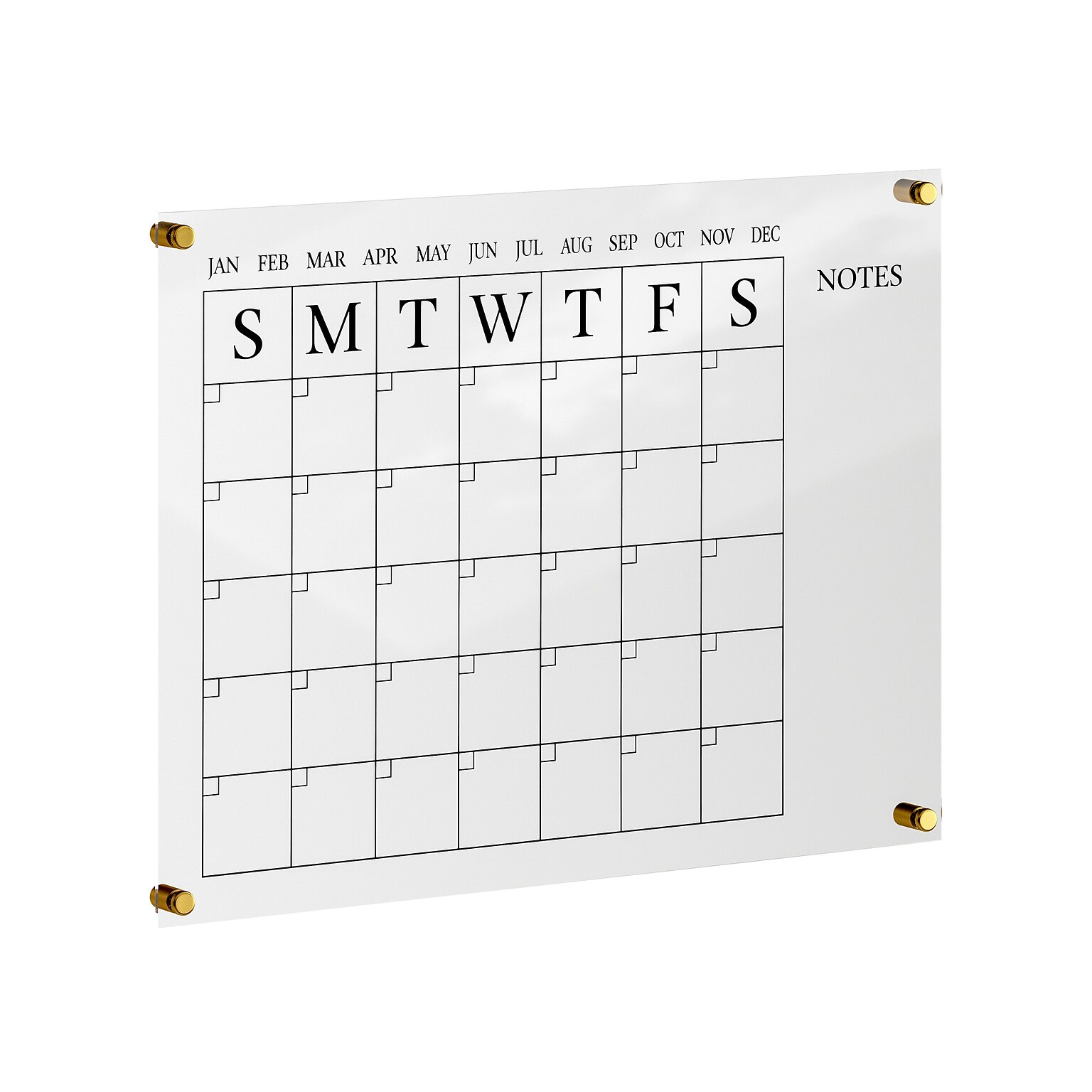 Martha Stewart Grayson Acrylic Black Print Dry Erase Wall Calendar with Notes, 24 x 18 (BRAC4560BKCLRBK)