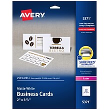 Avery Microperforated Business Cards, 2 x 3 1/2, Matte White, 250 Per Pack (5371)