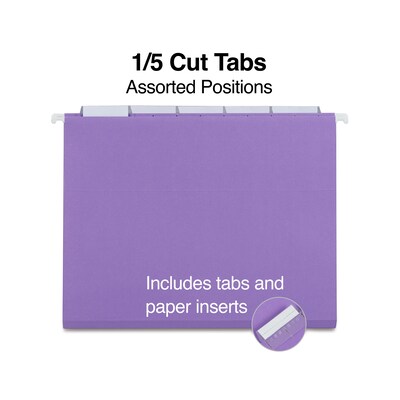 Staples® Hanging File Folder, 5-Tab, Letter Size, Purple, 25/Box (TR419200)