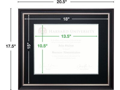 Excello Global Products 11" x 14" Composite Wood Photo/Document Frame, Black/Silver/Red (EGP-HD-0383A)