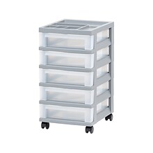 Iris 5-Drawer Storage Cart, Gray/Translucent White (585086)