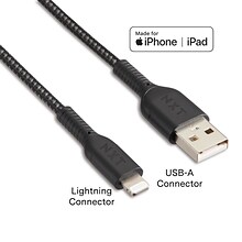 NXT Technologies™ 4 Ft. Braided Lightning to USB Cable, Black (NX54354)