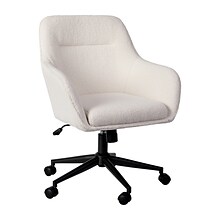 Martha Stewart Rayna Fabric Swivel Office Chair, White/Oil Rubbed Bronze (CH2209216WHBK)