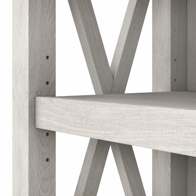 Bush Furniture Key West 66"H 5-Shelf Bookcase with Adjustable Shelves, Linen White Oak Laminated Wood, 2/Set (KWS046LW)
