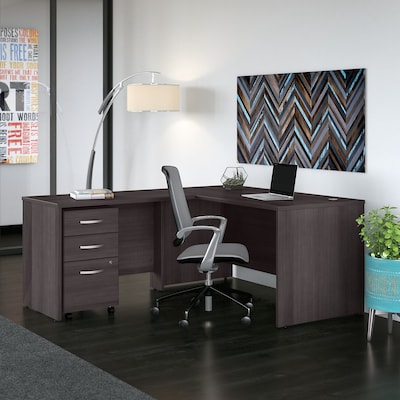 Bush Business Furniture Studio C 60W L Shaped Desk with Mobile File Cabinet and Return, Storm Gray