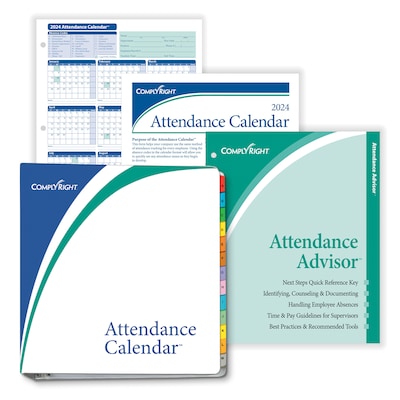 ComplyRight 2024 Attendance Calendar Kit, White, Pack of 100 (A1411W16PK100)