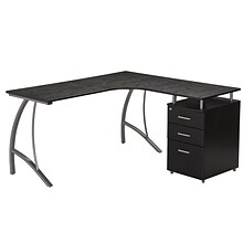 Techni Mobili Modern L-Shaped Computer Desk with File Cabinet, Espresso (RTA-4804L-ES)