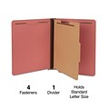 Quill Brand End-Tab Partition Folders, 1 Partition 4 Fasteners Ruby Red, Letter, 15/Box (751030)