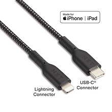 NXT Technologies™ 4 Ft. Braided USB-C to Lightning Cable for iPhone/iPad/iPod touch, Black (LBA020-4