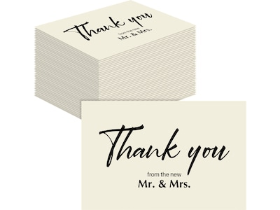 Better Office Wedding Thank You Cards with Envelopes, 4 x 6, White/Black, 120/Pack (64642-120PK)