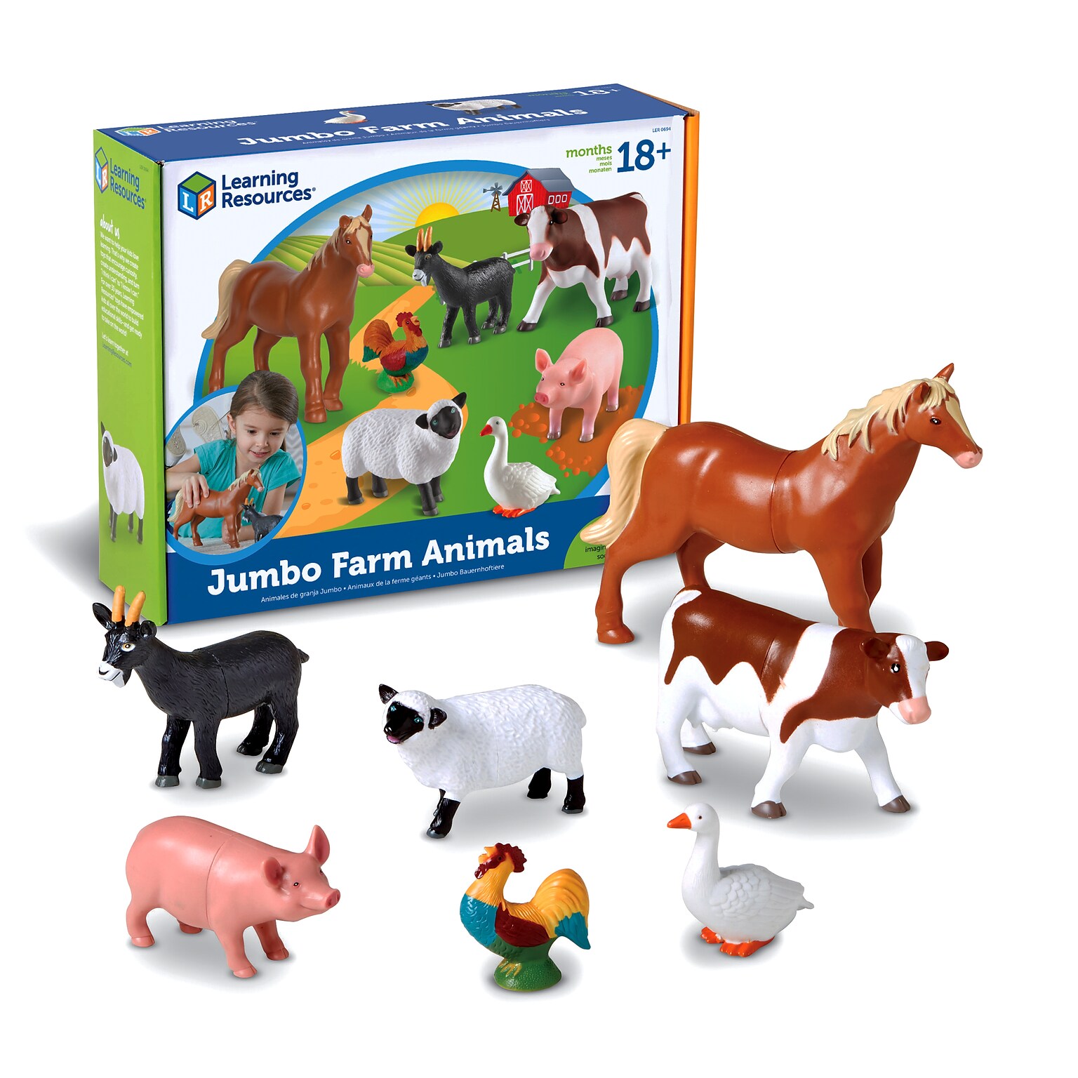 Learning Resources Jumbo Farm Animals, Set of 7 (LER0694)