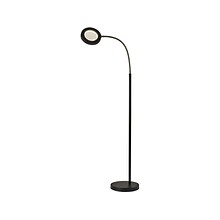 Simplee Adesso Holmes 56.5 Brushed Steel/Matte Black Floor Lamp with Round Shade (SL4925-01)