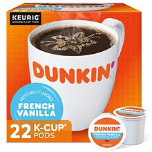 Dunkin French Vanilla Coffee Keurig® K-Cup® Pods, Medium Roast, 22/Box (5000363272)