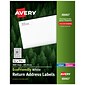 Avery EcoFriendly Laser/Inkjet Return Address Labels, 1/2" x 1-3/4", 80 Labels/Sheet, 100 Sheets/Pack (48467)