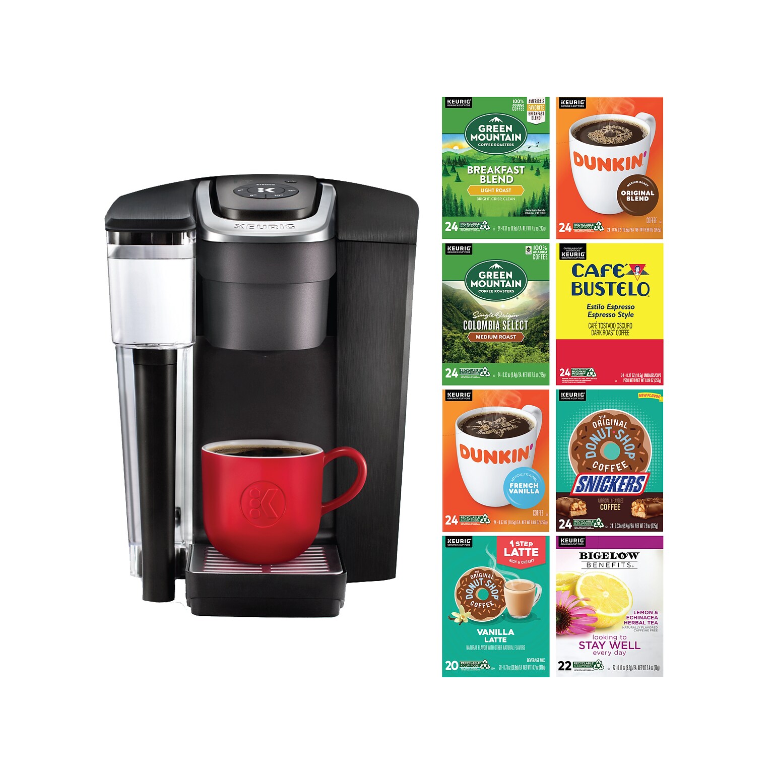 Keurig® K1500 Commercial Single Serve Coffee Maker with 182 K-Cup Pods, Coffeehouse Bundle, Assorted Flavor (5000376788)