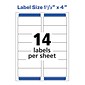 Avery Easy Peel Inkjet Address Labels, 1-1/3" x 4", Clear, 14 Labels/Sheet, 10 Sheets/Pack (18662)