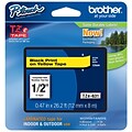 Brother P-touch TZe-631 Laminated Label Maker Tape, 1/2 x 26-2/10, Black On Yellow (TZe-631)