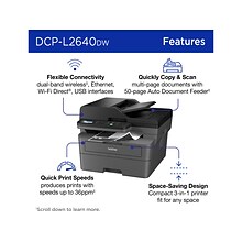 Brother DCP-L2640DW Wireless Compact Monochrome Multi-Function Laser Printer, Copy & Scan, Duplex, R
