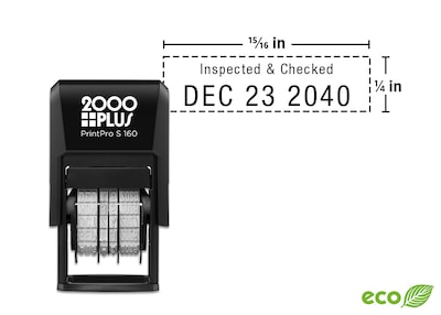 Custom 2000 Plus® PrintPro™ Self-Inking 160D Micro Dater Stamp, 1/8 x 15/16