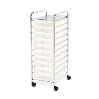 Seville Classics 10-Drawer Organizer Cart, Frosted White (SHE16218WB)