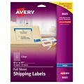 Avery Inkjet Shipping Labels, 8 1/2 x 11, Clear, 1/Sheet, 25 Sheets/Pack  (8665)