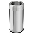halo Stainless Steel Round Open Top Trash Can with Dual AbsorbX Odor Control System, Silver, 16 Gal.