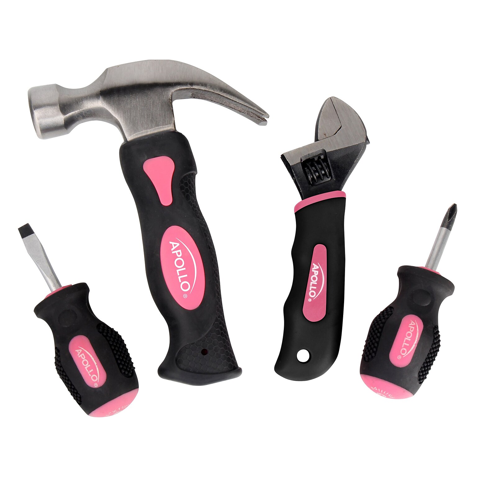 Apollo Tools Stubby Tool Set, 4-Piece, Pink/Black (DT0240P)