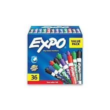 Expo Dry Erase Markers, Chisel Tip, Assorted, 36/Pack (1921061)