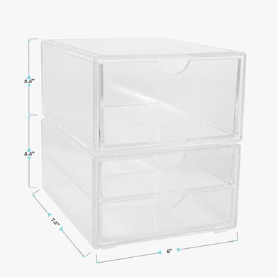 Martha Stewart Brody Plastic Stackable Office Desktop Organizer, Clear, 2/Set (BEPB33152CLR)