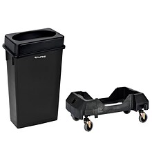 Alpine Industries Plastic Indoor Waste Basket Commercial Slim Trash Can with Lid and Dolly, 23 Gallo