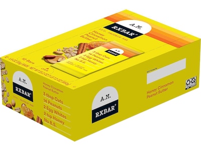 RX Bar A.M. Gluten Free Honey Cinnamon Peanut Butter Protein Bar, 1.9 oz., 12 Bars/Box (KEE00533)