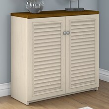 Bush Furniture Fairview Small Storage Cabinet with Doors, Antique White/Tea Maple (WC53296-03)