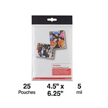 Staples Thermal Laminating Pouches, Photo, 5 Mil, 25/Pack (5201004/5201007)