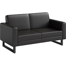 Safco Mirella 54 Vinyl Lounge Settee, Black (1731MRL2BLKBL)