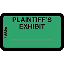 Tabbies Plaintiffs Exhibit Labels, Pre-Printed, 1 X 1 5/8, Green, 252/Pack (58025)
