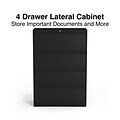 Quill Brand® Commercial 4 File Drawer Lateral File Cabinet, Locking, Black, Letter/Legal, 36W (2005