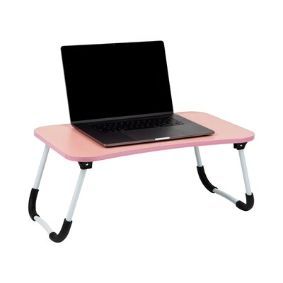 Mind Reader 13.75" x 23.5" MDF/Metal Lap Desk/Laptop Stand With Folding Legs, Pink (LBSTUDY-PNK)