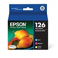 Epson T126 Cyan/Magenta/Yellow High Yield Ink Cartridge, 3/Pack  (T126520-S)