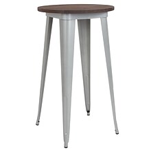 Flash Furniture Metal/Wood Restaurant Bar Table, 41.5H, Silver (CH5108040M1SIL)