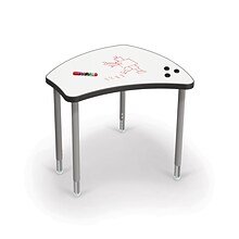 MooreCo Hierarchy Shapes Desk, Porcelain Steel Dry Erase Marker Top, Platinum Legs (70523)
